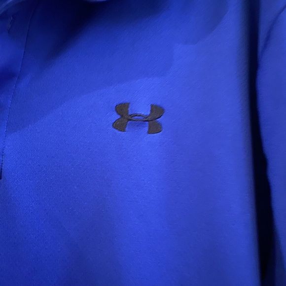 Under Armour Polo Mens 2XL Loose Heat Gear Blue Logo Lightweight - Picture 2 of 8